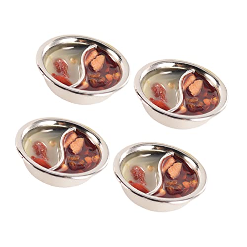 ibasenice Realistisches Miniatur-hot Pot-zubehörset 4-teilig Miniatur-topfmodell-Spielzeug Für Die Miniatur-küchendekoration Von Jungen Und Mädchen von ibasenice