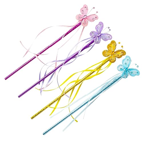ibasenice 4 Stück Zauberstab Fairy Wand für Feengarten Zubehör Schmetterling Geburtstag Dekorationen Maskerade Schmetterlinge Feenstäbe Schmetterlinge Zauberstäbe Eisendraht von ibasenice