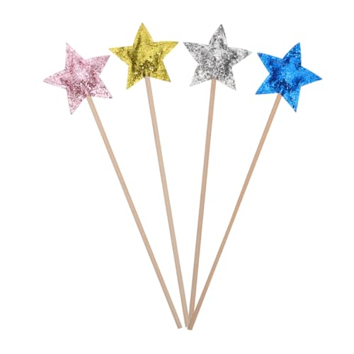 ibasenice 4 Stück Zauberstab Fee Stern Party Hexenstab Stöcke Fairy Wand für spielzeuge für детские игрушки dekorative Hexenstäbe Cosplay-Gefälligkeiten-Stick hölzern von ibasenice