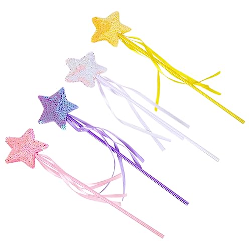 ibasenice 4 Stück Zauberstab Feenstab Dekorativer Feenstab Mädchen Zauberstab Party-Foto-Requisite Cosplay-fee-Stick Sternenstab Kinderfeenstab Hexenstab Glitzer Zauberstab PVC von ibasenice