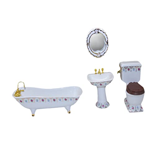 ibasenice Miniatur-Badezimmer-Modell-Set Maßstab 1/12 Porzellan-Badezimmer-Set Mini- -Accessoire Puppenhaus- von ibasenice