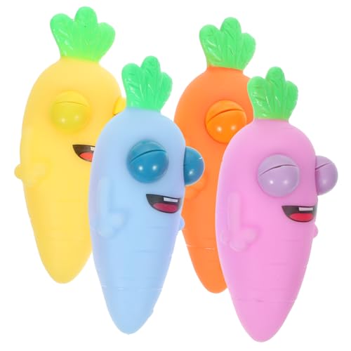 ibasenice 4stücke Teiliges Cartoon Karotten Stressabbau-Spielzeug Tragbares Quetschspielzeug Mit Augen Perfektes Anti-Stress-Spielzeug Für Büro Und Zuhause Für Erwachsene von ibasenice