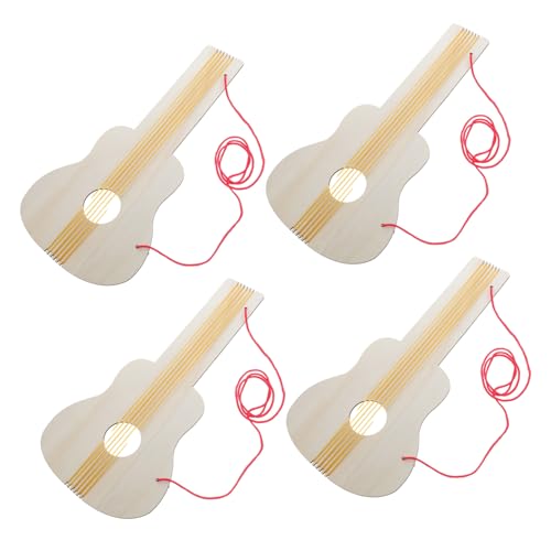 ibasenice Gitarrenmalerei Für Kinder – 4-teiliges Gitarrenspielzeug Aus Holz Musikinstrumentenbasteln Für Kindergartenprojekte von ibasenice