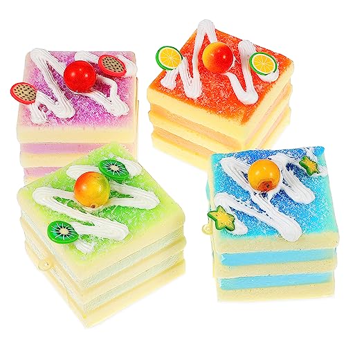 ibasenice 4 Stück künstlicher Kleiner Kuchen realistischer künstlicher Kuchen simuliertes Kuchenmodell tischläufer Weihnachten Raffhalter Weihnachten Quadratisch künstliches Kuchendessert Pu von ibasenice