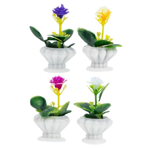 ibasenice 4 Stück kunstpflanze Artificial Tree tischdeko esstisch Micro Plants Künstliche Bäume künstliche Pflanzen puppenhaus Simulationsbonsai Topfpflanzendekor Miniaturpflanzen Plastik von ibasenice