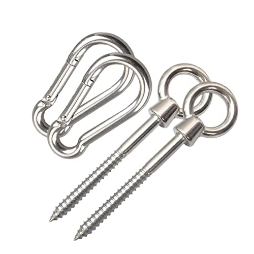 ibasenice 4 Teiliges Hängematten Hängeset aus mit Karabinern und Schraubhaken Rostfrei Hohe Belastbarkeit Einfach zu Montieren Geeignet für Holzgestelle Schaukelstühle und Camping von ibasenice