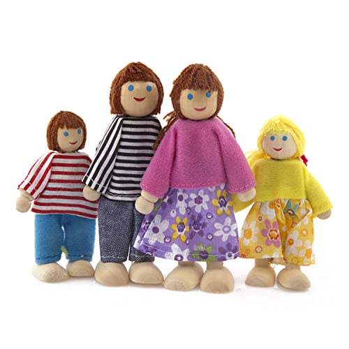 ibasenice 4 Teiliges Holzpuppen Set Karikatur Familienpuppen Für Perfektes Für Puppenhäuser Zufälligen Farben von ibasenice