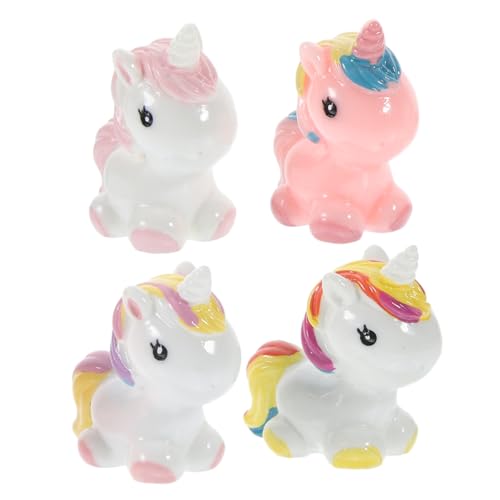 ibasenice 4stücke Miniatur Einhorn-Figuren Aus Harz Süße Resin-Ornamente Für Garten Puppenhaus Und Cake-Dekoration Bunte Detaillierte Designs Für Kreative Deko- von ibasenice