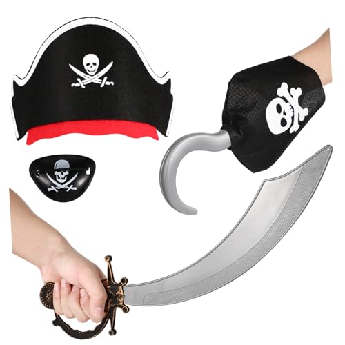 ibasenice 4stücke Piratenkostüm Zubehör Für Halloween Teiliges Kostüm Kopfband Augenklappe Piratenmesser Und Hakenhand Für Cosplay Und Partys ibasenice 4stücke Piratenkostüm Zubehör Für Halloween Teiliges Kostüm Kopfband Augenklappe Piratenmesser Und Hakenhand Für Cosplay Und Partys von ibasenice