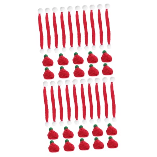 ibasenice 40 STK Weihnachts Hüte Mini-puppenmütze Mini-DIY-weihnachtsmütze Miniatur-weihnachtsmützen Mini-Weihnachten Mini-schnapsflaschen Welpe Strickgarn Kleine Flasche Rot Weinflasche von ibasenice