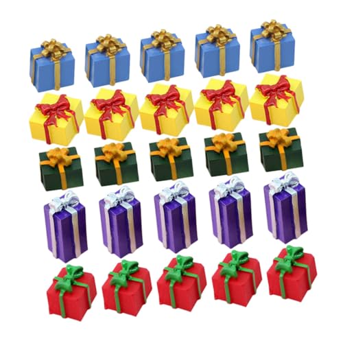 ibasenice 40 Stück Teiliges Miniatur Resin Weihnachtsboxen Filigrane Miniatur Weihnachtsgeschenkboxen für Puppenhaus-Dekoration Detailreiche Kleine Weihnachtsfiguren für Festliche von ibasenice