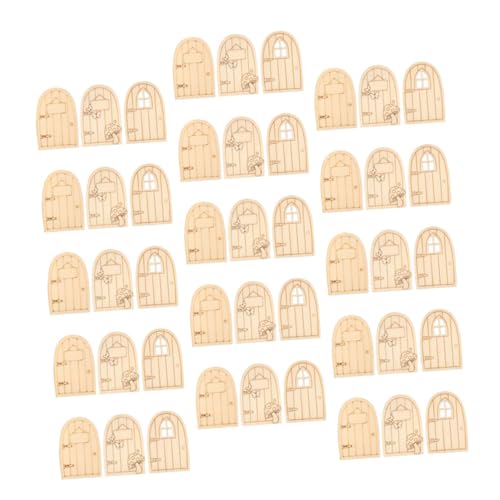 ibasenice 45 Stück Elfentor Basteln Öffnen Mikrolandschaftsdekoration Winzige Puppenhaus Innentür Puppenhaus Zubehör Beige Holz von ibasenice