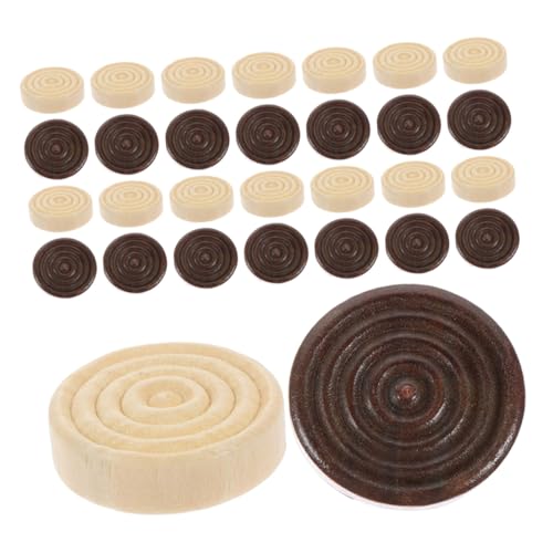 ibasenice 48 Stück Holz-spielsteine für Brettspiele Runde Stapelbare Damespiel-Steine Robustes Holzmaterial mit Glatten Kanten Geeignet für Familie Reisen Outdoor-spielspaß von ibasenice