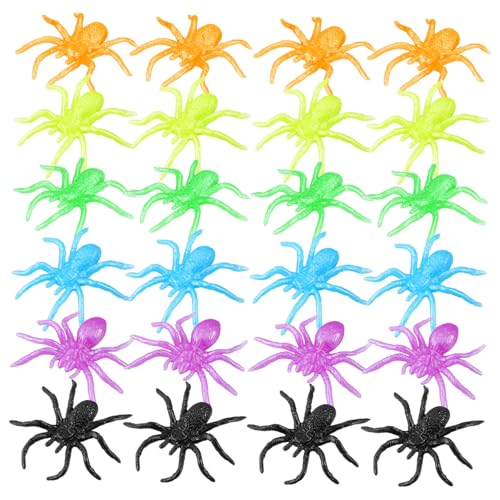 ibasenice 48 Stück Teiliges Halloween Deko mit Bunten Dehnbaren TPR Spinnen Farben Sichere Weiche Spielzeuge für Halloween Partys Scherzartikel und Goodie Bag Füller für Partyspaß von ibasenice