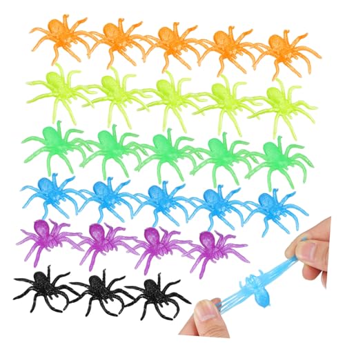 ibasenice 48stücke Dehnbare Mini-Spinnen Aus TPR-Material Kleine Spinnendekoration Für Halloween Gruselspielzeug Und Partygeschenke Auffällige Deko-Spielzeug Für von ibasenice