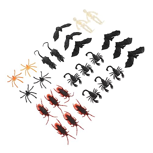 ibasenice 48St Halloween-Zubehörset Halloween Halloween Toys streudekor Halloween fledermäuse Halloween Halloween-Streich-Requisite Emulation Insekten Plastik Colorful von ibasenice