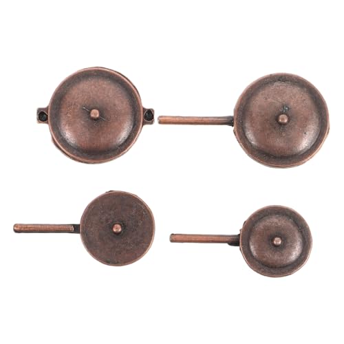 ibasenice 4Er Set Puppenhaus -Topf -Set Puppenhaus Kochgeschirr Set DIY Kochgeschirr für Vintage Puppenhaus Zubehör Mini-Herde Ornamente Simulation Pfannen Metall Dark Brown von ibasenice