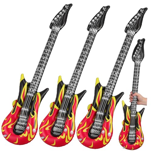 ibasenice 4Stücke Aufblasbare Gitarren Tragbare Gitarren für Partys Festivals und Strandspiele Wiederverwendbar für Erwachsene Partyzubehör und Geschenkideen von ibasenice
