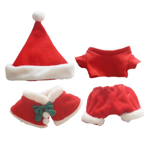 ibasenice 4er-Set Puppe Weihnachtskleidung Mädchenpuppen-Outfits Puppe Weihnachtsmütze Puppenzubehör Weihnachtspuppenkleidung Puppe Weihnachtsmann Kleidung Baumwolle Rot von ibasenice