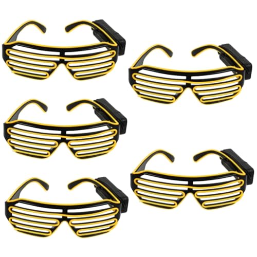 ibasenice 5 Paare Shutter-brille Halloween-brille Gelbe Sonnenbrille Lustige Brille Spaß-sonnenbrille Aus Kunststoff Blinkende Sonnenbrille Led Edm-brille Pvc-kunststoff Kleidung Flash-linie von ibasenice