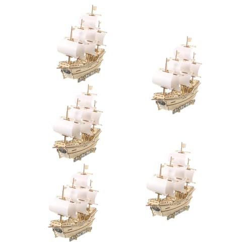 ibasenice 5 Sätze 3D-Segelpuzzle DIY Segelschiff Modellbausatz Perfekte Dekoration für Schreibtisch oder Bücherregal Spielset aus Holz mechanische Rätsel Modelle Kinder rätsel 3D-Rätsel von ibasenice