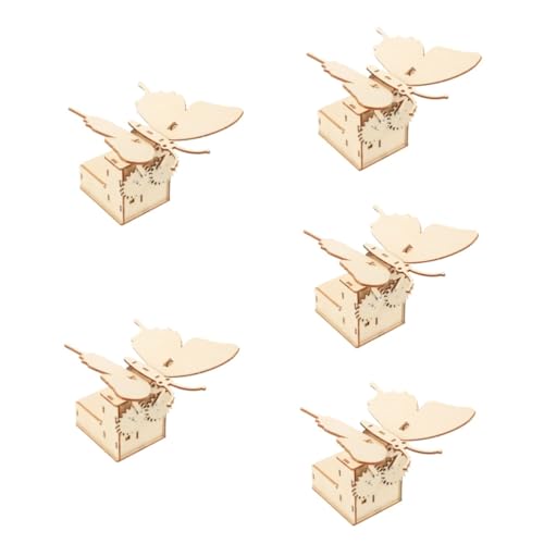 ibasenice 5 Sätze DIY-Wissenschaftsexperiment 3D-Schmetterlings-Puzzle elektrische mechanische Schmetterlinge Spielzeuge kinderspielzeug Kinder mechanische Schmetterlinge Lernspielzeug Holz von ibasenice