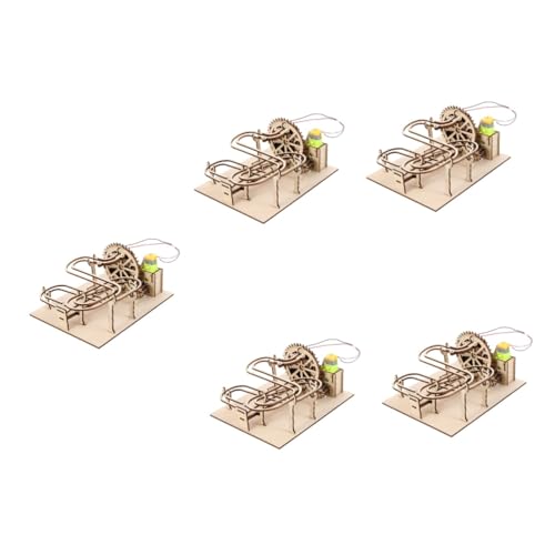 ibasenice 5 Sätze Dreidimensionales Puzzle DIY Stammspielzeug Murmeln DIY-solarauto-bausatz Puzzles Für Erwachsene Perpetuum Mobile Kind Hölzern Modell Mechanisch von ibasenice
