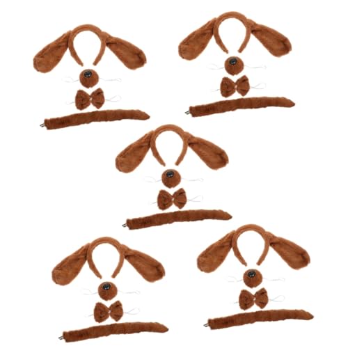 ibasenice 5 Sätze Hundebekleidung Hunde-Cosplay- Pompon-Stirnband Tier-Cosplay-kostüm Hundenasenkostüme Kostümset Für Welpen Halloween-Cosplay-Stirnband Hundefliege Stoff Kind Ohr Haustier von ibasenice