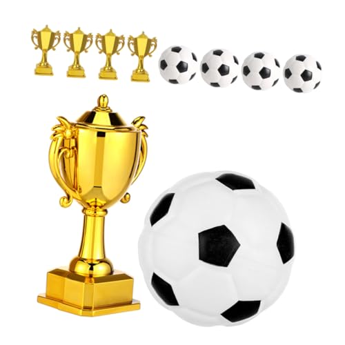 ibasenice 5 Sätze Mini Fußball Trophäen und Kuchenfiguren aus Kunststoff Robuste Kleine Pokale als Fußball Partydekoration Vielseitig für Geburtstagsfeiern Tischdeko und von ibasenice