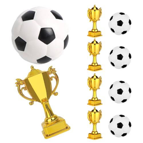 ibasenice 5 Sätze Plastik Fußball Dekorationen und Torte Topper Kleine Auszeichnung Cups für Sportmottopartys und Geburtstagsfeiern von ibasenice