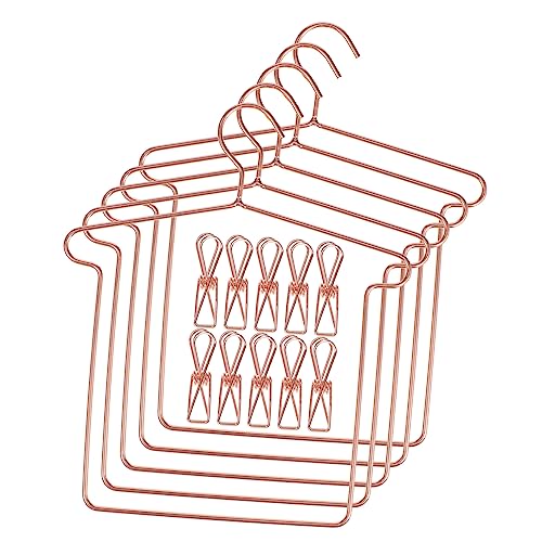 ibasenice 5 Sätze Puppenaufhänger Puppenhausfiguren Hose Accessoires Für Zu Hause Zubehör Für Babypuppen Puppenkleidung Kleiderbügel Mini-kleiderständer Miniatur Rose Gold Eisen von ibasenice