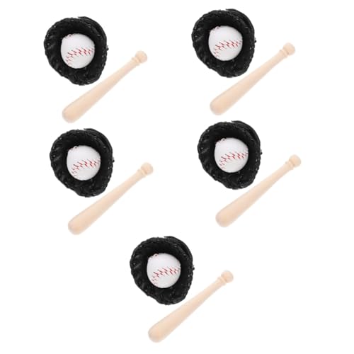 ibasenice Baseball 5 Sätze Puppenhaus-Sportartikel Spielzeuge Baseballschläger Softbälle Sportbälle Spielzeug Mini- -Dekor Miniatur Spielzeugset Suite Zubehör schmücken Leder Weicher Ball von ibasenice