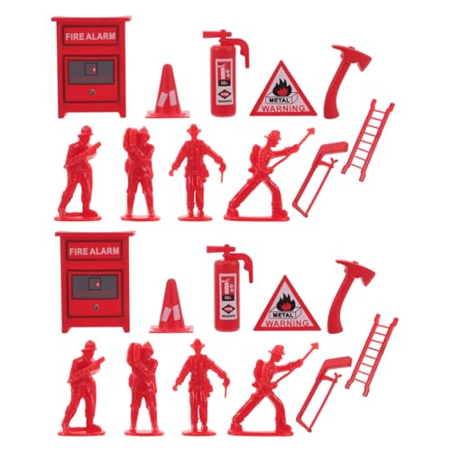 ibasenice 5 Sätze Teiliges Feuerwehrmann-spielset mit Detailreichen Mini-feuerwehrfiguren und Löschzubehör Robustes Kunststoff-Material Kreative Feuerwehr-Rollenspiel-Requisiten für von ibasenice