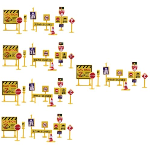 ibasenice 5 Sätze Verkehrsschmuck Kinder spielset Straßenschild Spielzeugmodell interaktives Spielzeug verkehrszeichen Spielzeug Embleme Kinderspielzeug Verkehrsbarriere Spielzeug Puzzle von ibasenice