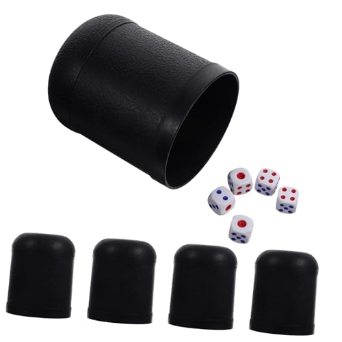 ibasenice 5 Sätze Würfelbecher Kaffeetassen Gewürzbehälter Würfelschüttler klare Würfel Getränk kunststoffbecher plastikgläser partyspiel Plastikwürfel würfel Shaker aus Kunststoff Black von ibasenice