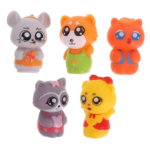 ibasenice 5 Stück Familien-fingerpuppen Aus Vinyl in Tierform, Fingerpuppen-Spielzeug, Niedliche Tierpuppe, Rollenspiel-Geschichte, Handpuppe, Party- von ibasenice