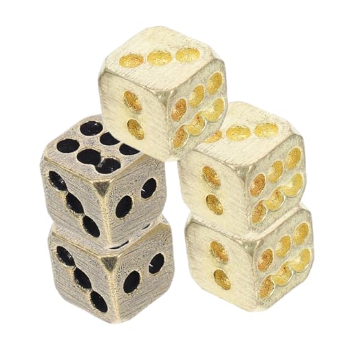 ibasenice 5 Stück Kupfer Würfel Kleine Metallspielwürfel Spielwürfel Deko Würfel für Bar Zuhause Party Robust und Kompakt Geeignet für Indoor und Outdoor Spiele Zufällige von ibasenice
