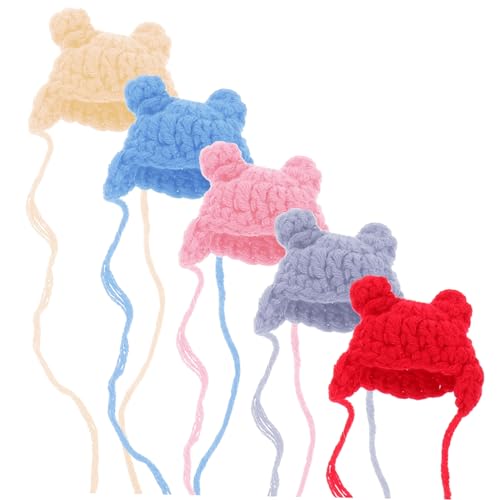 ibasenice 5 Stück Puppenhaus Outfit Hüte Puppen Ausgestopfte Mini Weihnachtsstrickmütze Trucker Mütze Miniatur Plüschpuppenmütze Ornamente Mütze Für Puppen Mini Mütze Mini von ibasenice