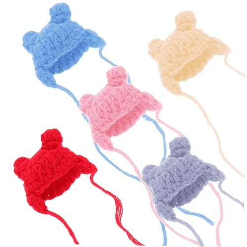 ibasenice 5stücke Mini Strickmützen Für Puppenhaus Teiliges Bunte Handgefertigte Hüte Für DIY Basteln Dekorationen Dollhouse Und Kreative Projekte von ibasenice