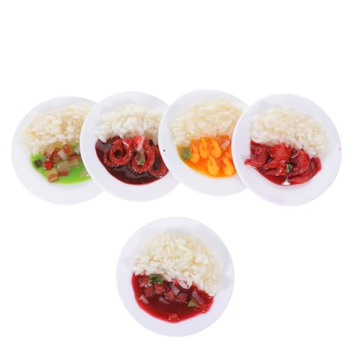 ibasenice Realistisches PVC-Fake-Food-Set - 5-teilige Reismodelle Im Chinesischen Stil - Spielzeug-Lebensmittel Für Die Küche - Zubehör Zum Vortäuschen Von Kochkünsten von ibasenice