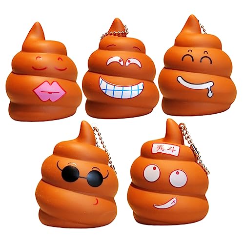 ibasenice 5 Stück Schlüsselanhänger Funny Toys Fun Toy car Keychain Lustiges Poo Puppe Schlüsselanhänger Witz Streich kniffliges PVC-Weichkleber Brown von ibasenice