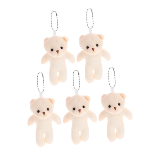 ibasenice 5 Stück Teddybär-Puppe Brieftasche Geldbörse Hängendes Mini-bär- Hängende Mini-bärenfiguren Hängende Kleine Bären Ausgestopfter Kleiner Bär Baumwolle Beige von ibasenice