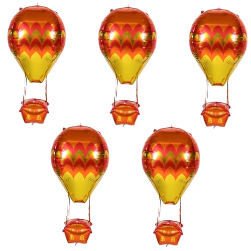 ibasenice 5 Stück Teiliges Heißluftballon Folienballons Orange Gold Schnelle Befüllung Vielseitige Partydekoration für Geburtstage Hochzeiten und Themenfeiern Auffälliges Design für Innen von ibasenice
