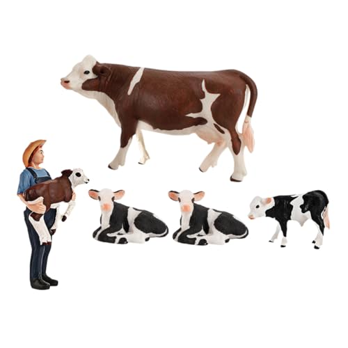 ibasenice 5 Stück Teiliges Miniatur Kuhfiguren Realistische PVC Bauernhoftiere Detailgetreue Modellkühe für Lernspielzeug und Dekoration für Spielzimmer Garten und Kuchenverzierung von ibasenice