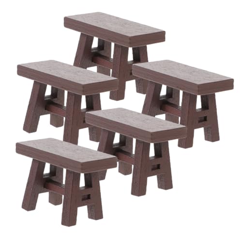ibasenice 5 Stück Teiliges Miniatur-holzhocker Puppenhäuser Realistische Kleine Retro-stühle Filigrane Handwerkskunst Vintage-Dekoration für Kreatives Rollenspiel und Puppenmöbel von ibasenice