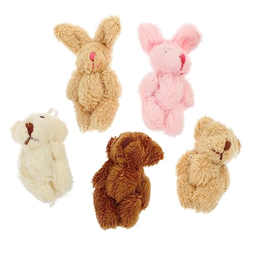 ibasenice 5 Stück Teiliges Miniature Plüschpuppen für Puppenhaus Dekorative Figuren Bär und Hase Leicht und Kompakt für zu Besonderen Anlässen von ibasenice