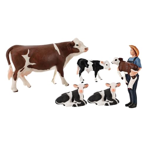 ibasenice 5 Stück Teiliges Realistische Farmtiere Figuren Detailgetreue Kuh Modelle aus PVC Vielseitig für Simulation Bauernhof Landschaft Indoor Outdoor Lernspielzeug von ibasenice