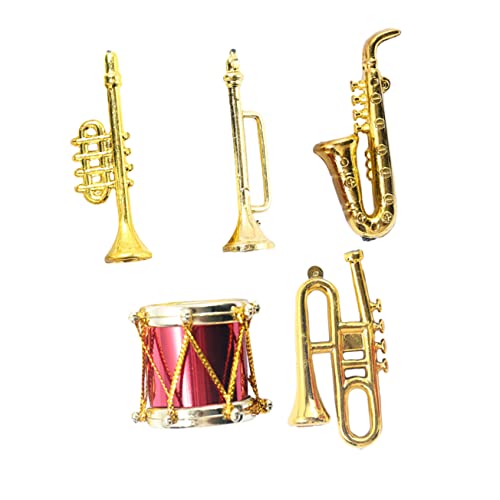 ibasenice 5 Stücke Simuliertes Musikinstrument Mini-trompetenmodell Musikinstrumente Miniaturen Lustiges Instrumentenmodell Mini-hausdekorationen Für Plastik Golden von ibasenice