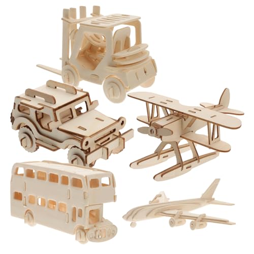 ibasenice 5 Teiliges Bausteinmodell Flugzeugmodell Holzspielzeug Puzzle Versorgungsblock Puzzles Für Kleinkinder Kinderpuzzle Puzzles Für DIY Montagespielzeug Holzpuzzle Modell von ibasenice