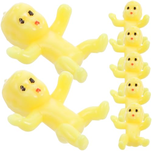 ibasenice 50 Stück Babyparty Dekorationen Kleine Mini Aliens Babypuppen Zubehör Figur Winzige Puppen Miniatur Realistische Babypuppe Flugzeug Mini Babys Kunststoff Gelb von ibasenice